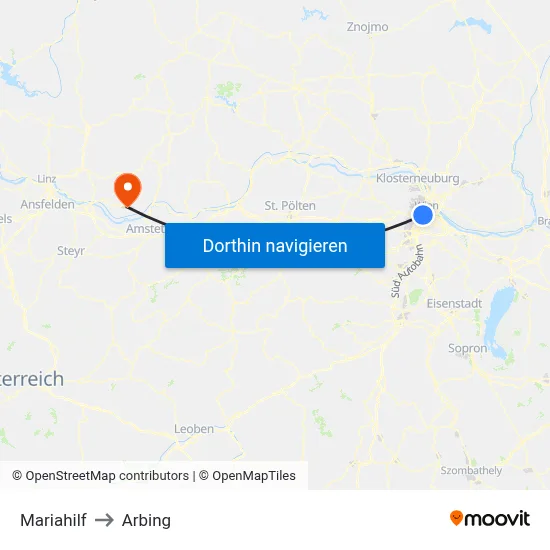 Mariahilf to Arbing map