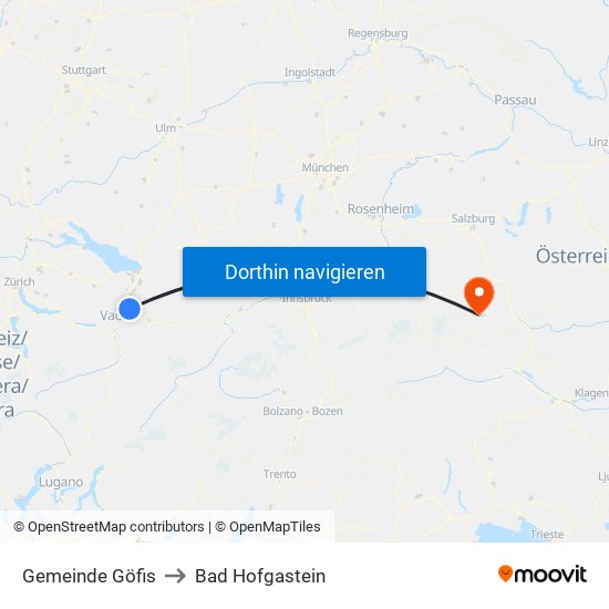 Gemeinde Göfis to Bad Hofgastein map