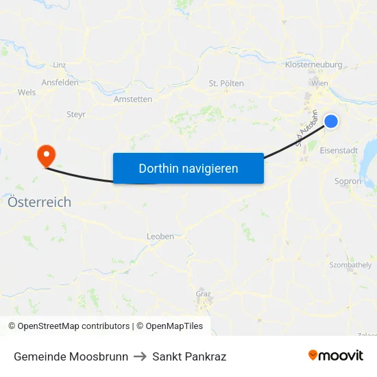 Gemeinde Moosbrunn to Sankt Pankraz map