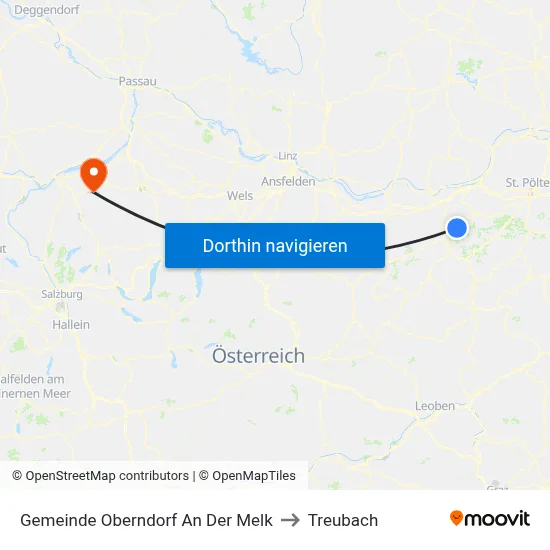 Gemeinde Oberndorf An Der Melk to Treubach map