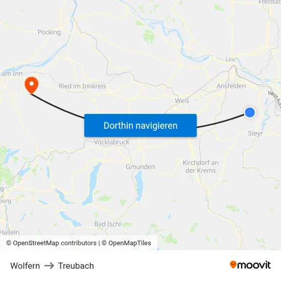 Wolfern to Treubach map