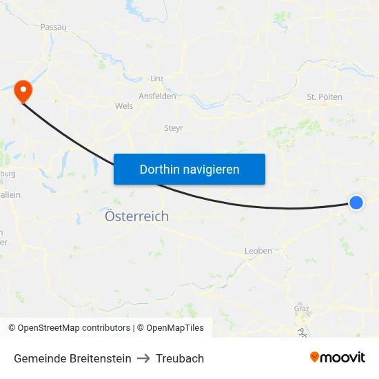 Gemeinde Breitenstein to Treubach map