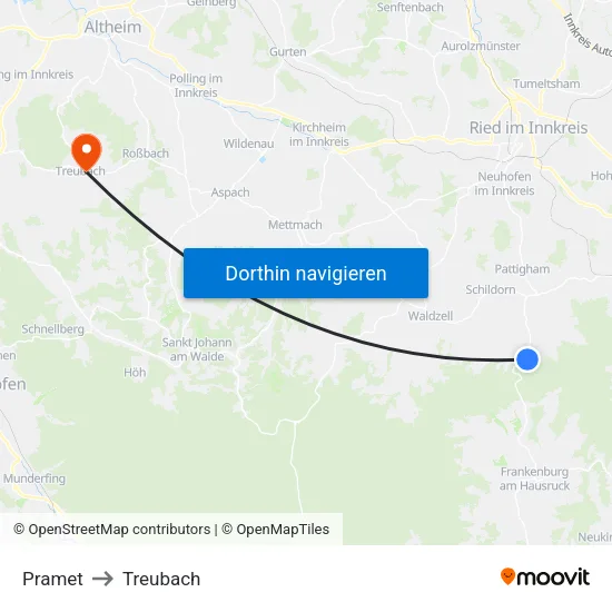 Pramet to Treubach map