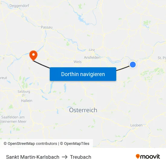 Sankt Martin-Karlsbach to Treubach map
