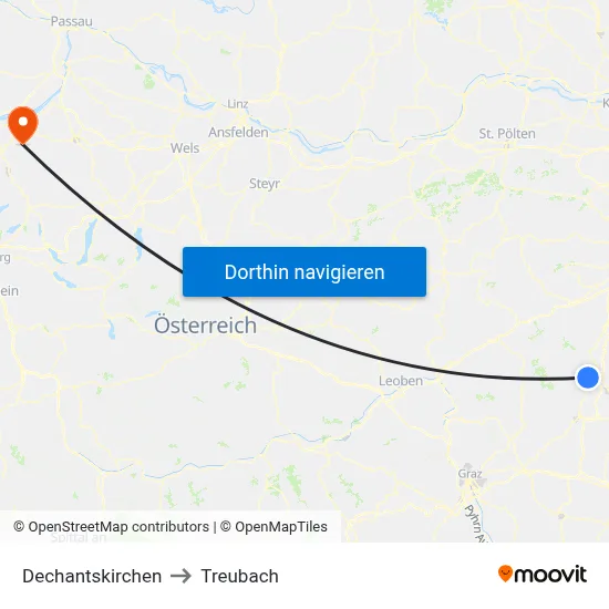 Dechantskirchen to Treubach map
