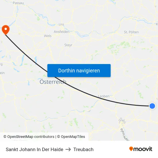 Sankt Johann In Der Haide to Treubach map