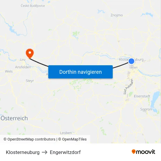 Klosterneuburg to Engerwitzdorf map