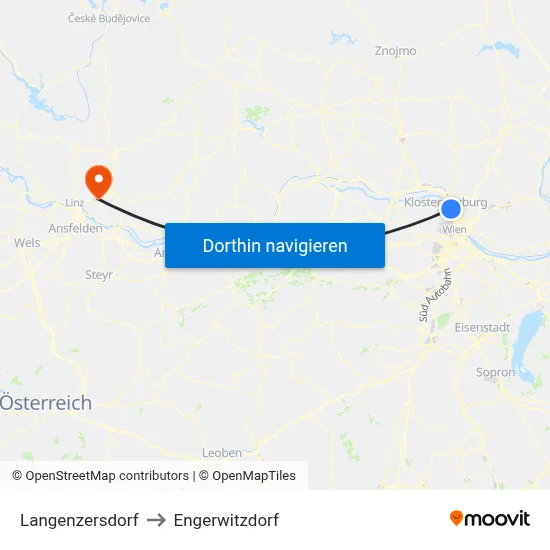 Langenzersdorf to Engerwitzdorf map