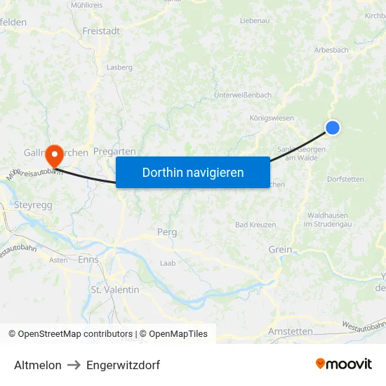 Altmelon to Engerwitzdorf map