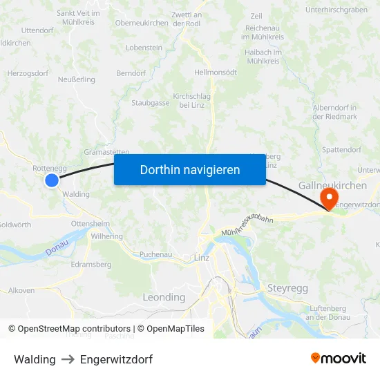 Walding to Engerwitzdorf map