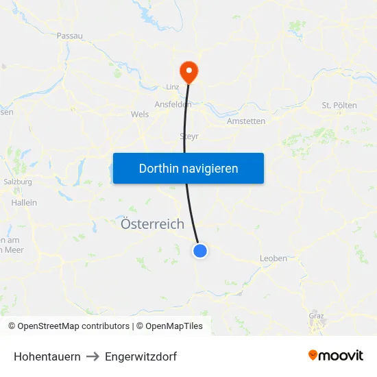 Hohentauern to Engerwitzdorf map