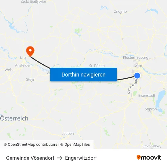 Gemeinde Vösendorf to Engerwitzdorf map