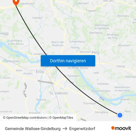 Gemeinde Wallsee-Sindelburg to Engerwitzdorf map