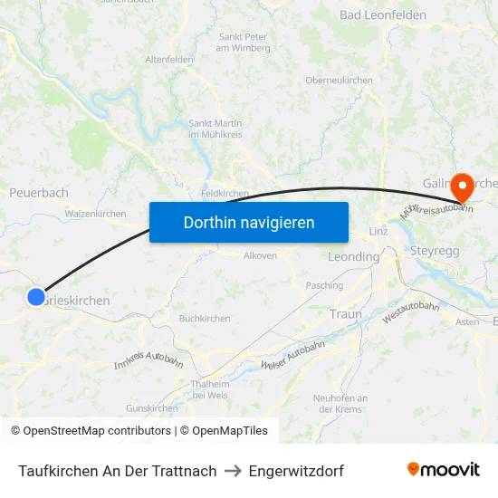 Taufkirchen An Der Trattnach to Engerwitzdorf map