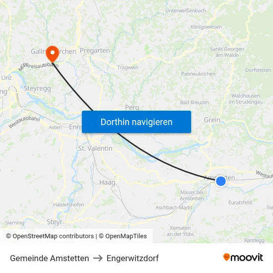 Gemeinde Amstetten to Engerwitzdorf map