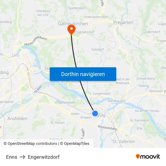 Enns to Engerwitzdorf map