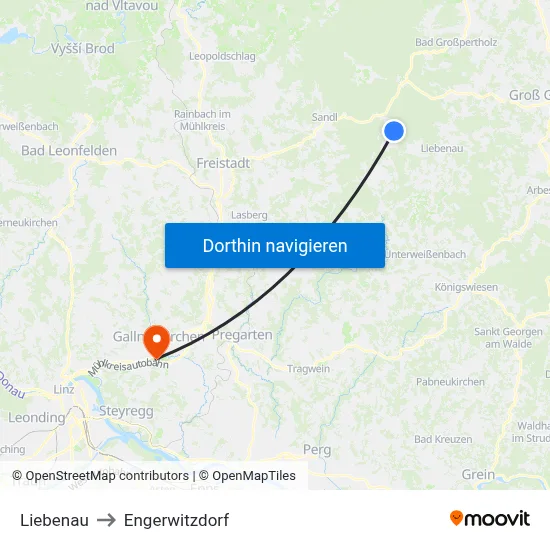 Liebenau to Engerwitzdorf map