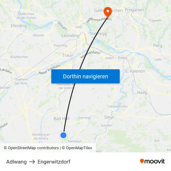Adlwang to Engerwitzdorf map