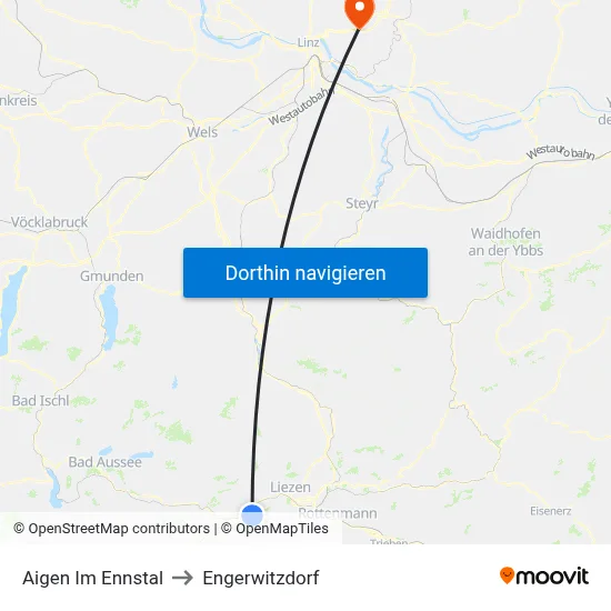 Aigen Im Ennstal to Engerwitzdorf map