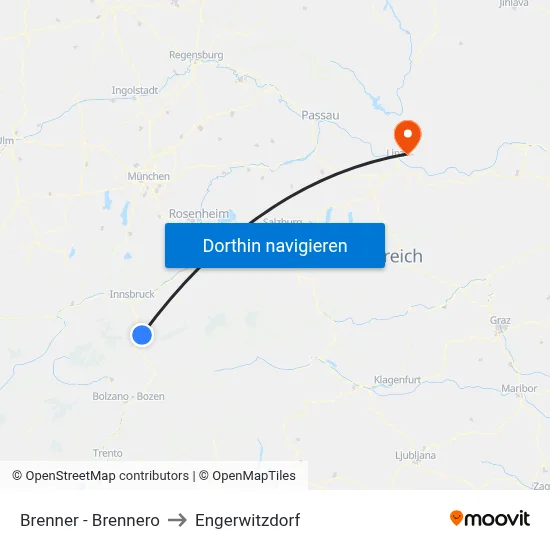 Brenner - Brennero to Engerwitzdorf map