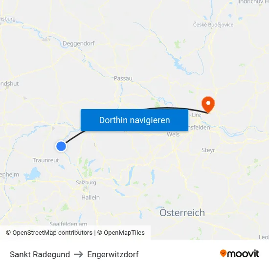 Sankt Radegund to Engerwitzdorf map