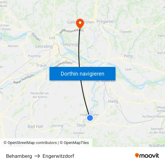 Behamberg to Engerwitzdorf map