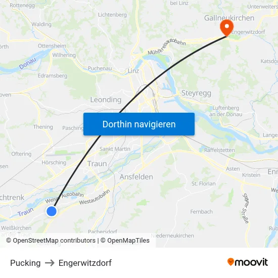 Pucking to Engerwitzdorf map