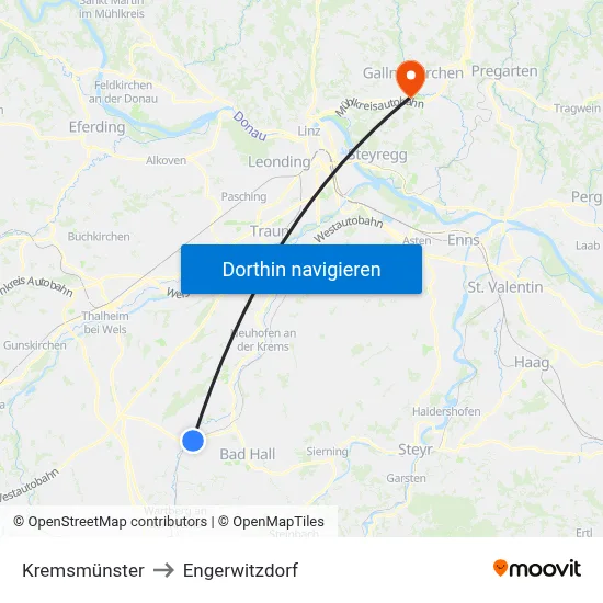 Kremsmünster to Engerwitzdorf map