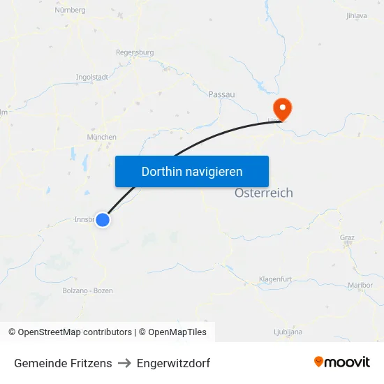 Gemeinde Fritzens to Engerwitzdorf map
