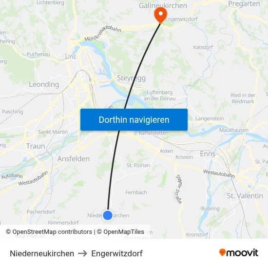 Niederneukirchen to Engerwitzdorf map