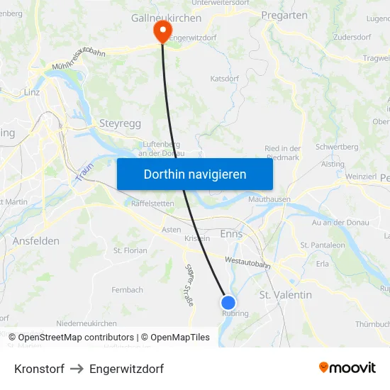 Kronstorf to Engerwitzdorf map