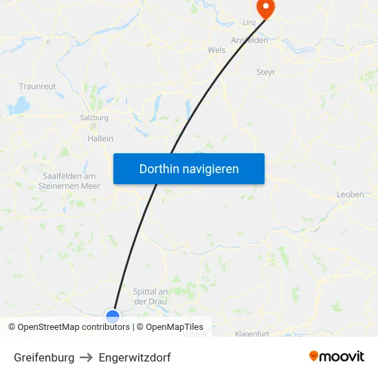 Greifenburg to Engerwitzdorf map