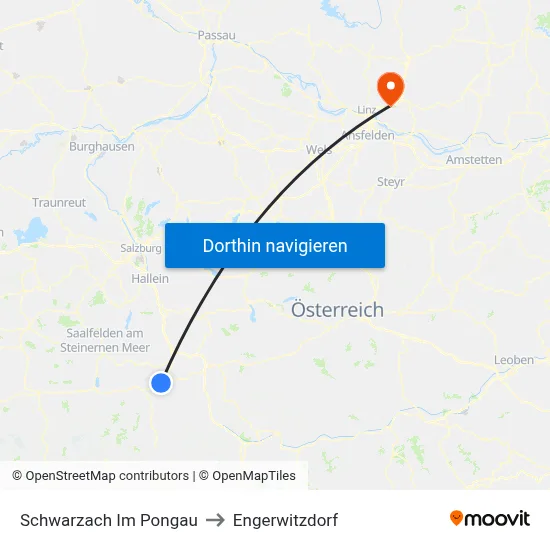 Schwarzach Im Pongau to Engerwitzdorf map