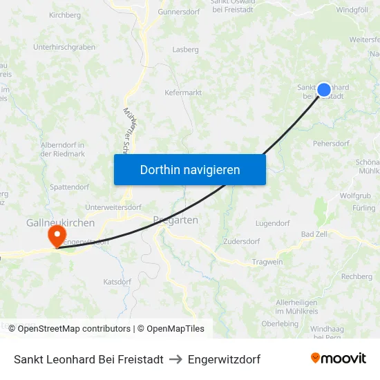 Sankt Leonhard Bei Freistadt to Engerwitzdorf map