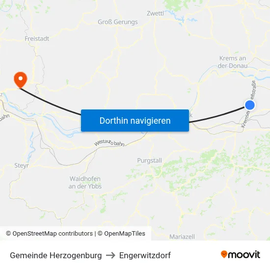 Gemeinde Herzogenburg to Engerwitzdorf map