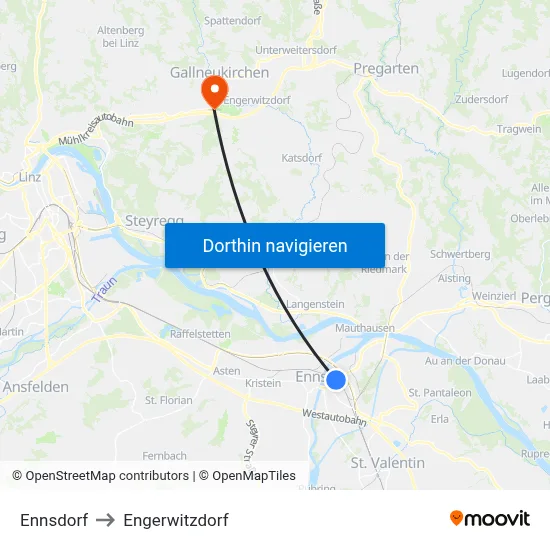 Ennsdorf to Engerwitzdorf map