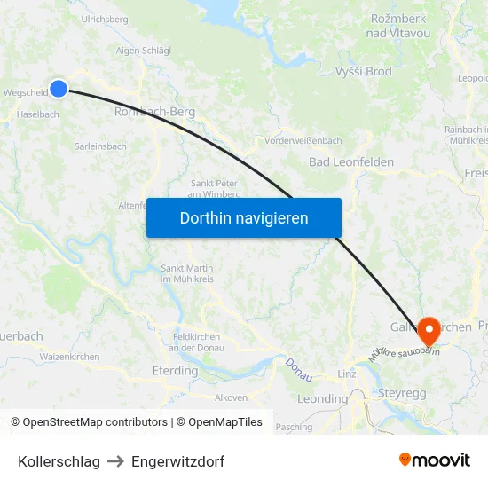 Kollerschlag to Engerwitzdorf map