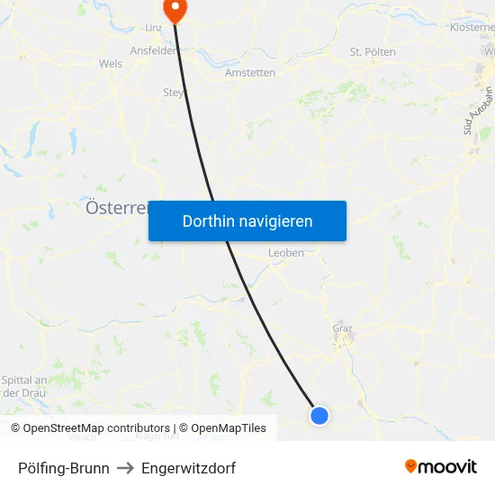Pölfing-Brunn to Engerwitzdorf map