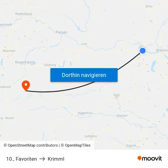 10., Favoriten to Krimml map
