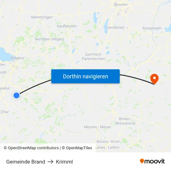 Gemeinde Brand to Krimml map