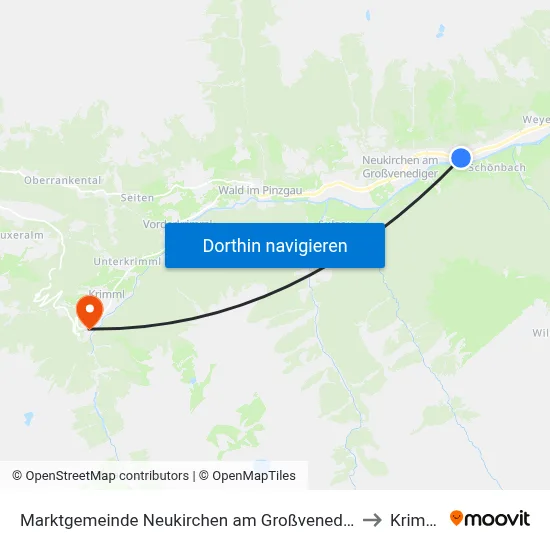Marktgemeinde Neukirchen am Großvenediger to Krimml map
