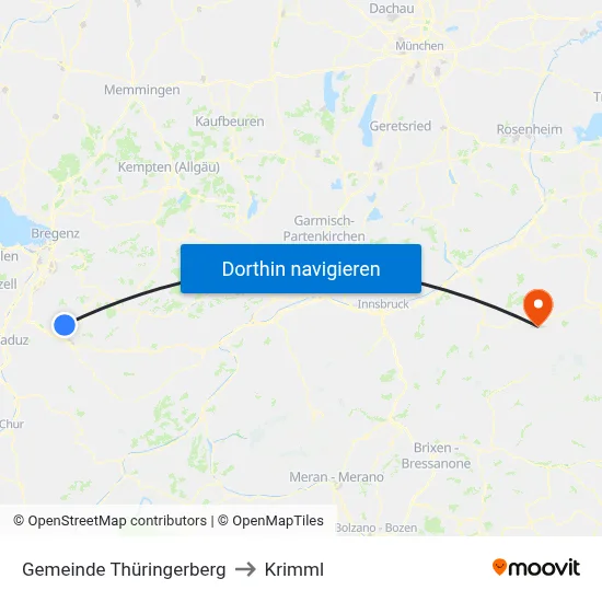 Gemeinde Thüringerberg to Krimml map