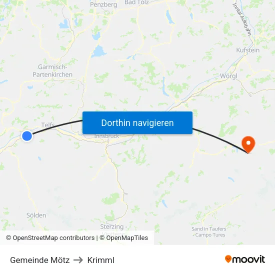 Gemeinde Mötz to Krimml map