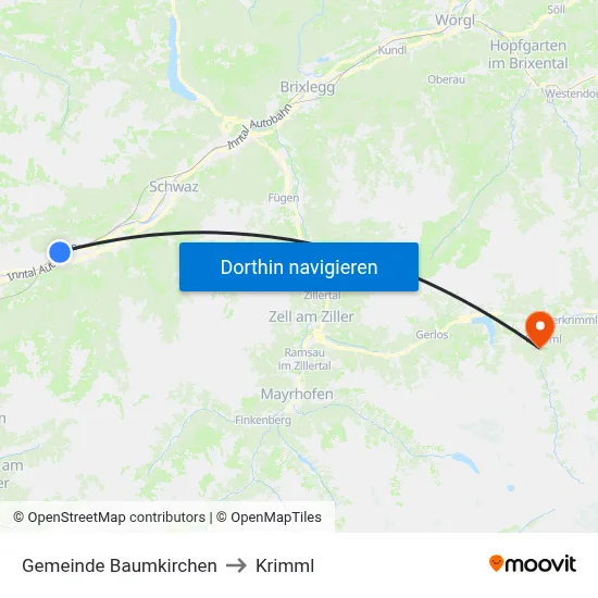 Gemeinde Baumkirchen to Krimml map