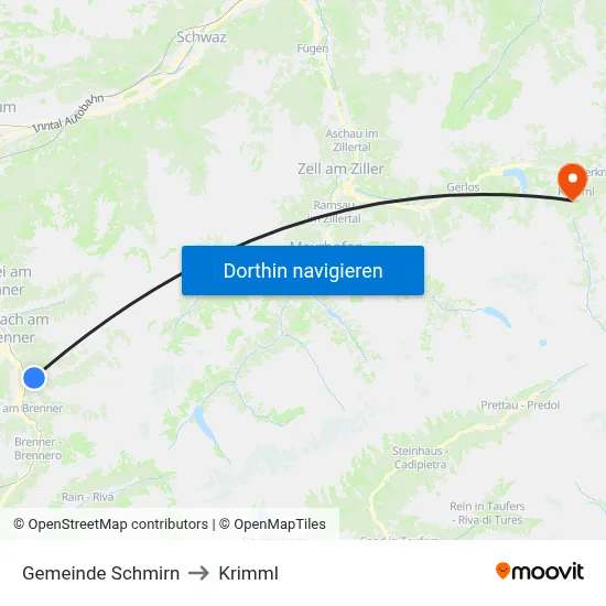Gemeinde Schmirn to Krimml map