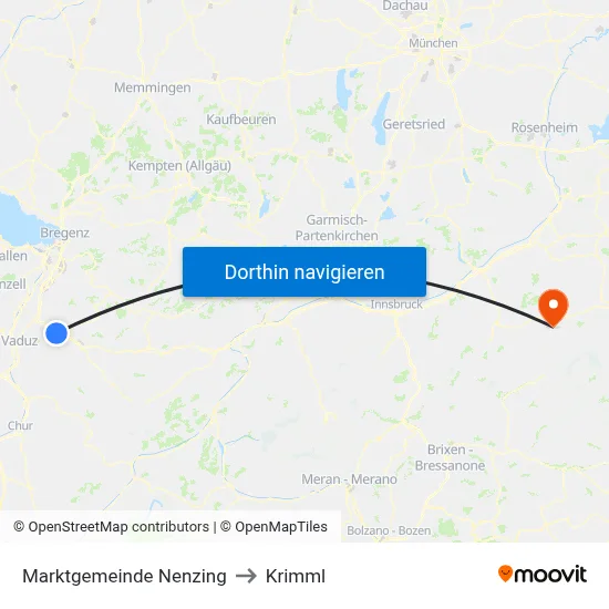 Marktgemeinde Nenzing to Krimml map