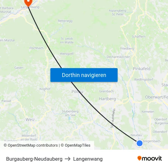 Burgauberg-Neudauberg to Langenwang map