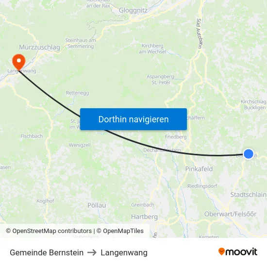 Gemeinde Bernstein to Langenwang map