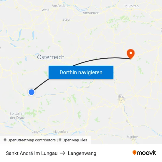 Sankt Andrä Im Lungau to Langenwang map