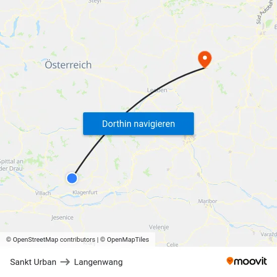 Sankt Urban to Langenwang map